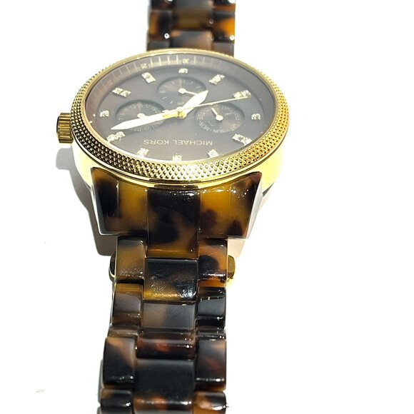 Michael Kors Gold/Tortoise Watch MK5038 Day Date Chronograph main image 4